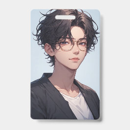 Dunkles Academia Anime-Jungen-Porträt | Ausweis