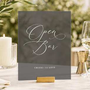 Dunkles Acryl-Schild für offene Bar zur Hochzeit Acrylschild