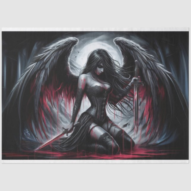 Dunkles Angel-Schwertpapier Seidenpapier (Vorderseite)