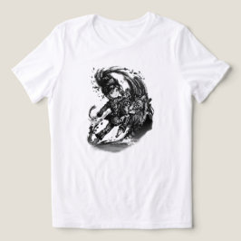 Dunkles Anime-Mädchen mit riesiger Katze ART Tri-Blend Shirt