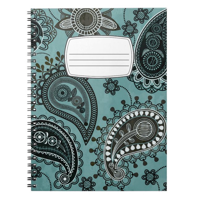 Dunkles aquamarin-Paisley-Compositbook Notizblock (Vorderseite)