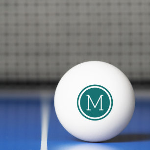 Dunkles Aquamarines Circle Monogramm Personalisier Tischtennisball