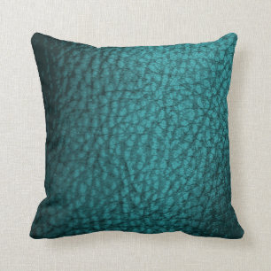 Dunkles Aquamarines Imitat Lederdesign Kissen