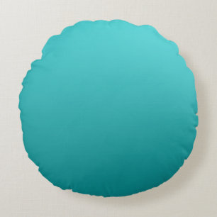 Dunkles aquamarines Ombre Rundes Kissen