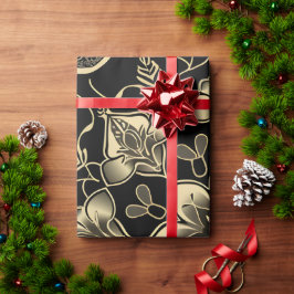 Dunkles arabisches Blume-Muster Geschenkpapier