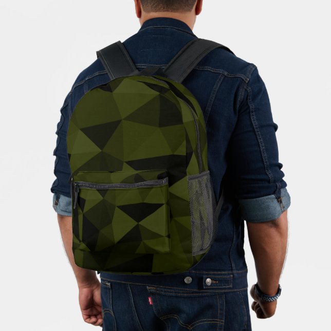 Dunkles Arenschwarz geometrisches Messmuster cool Bedruckter Rucksack (Insitu (Modell))