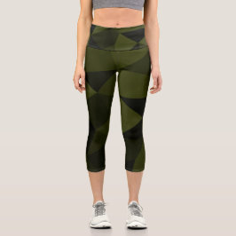 Dunkles Arenschwarz geometrisches Messmuster cool Capri Leggings