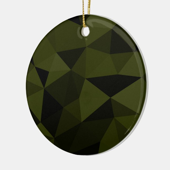 Dunkles Arenschwarz geometrisches Messmuster cool Keramik Ornament (Links)