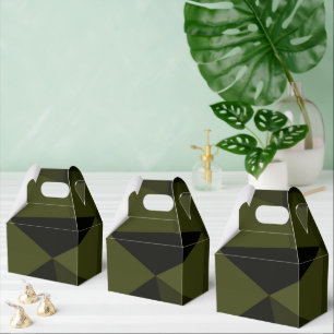 Dunkles Armee-Grün schwarzes geometrisches Maschen Geschenkschachtel