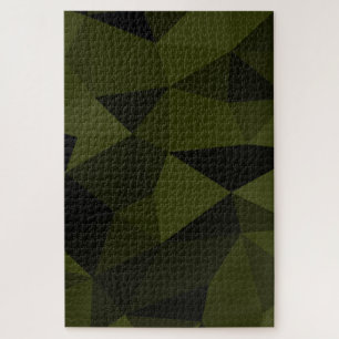 Dunkles Armeegrün schwarzes geometrisches Maschenm