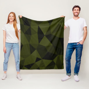Dunkles Armeegrün schwarzes geometrisches Maschenm Fleecedecke
