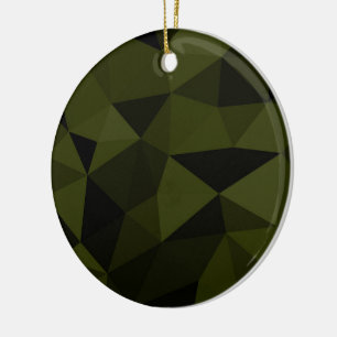 Dunkles Armeegrün schwarzes geometrisches Maschenm Keramik Ornament