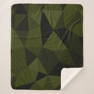 Dunkles Armeegrün schwarzes geometrisches Maschenm Sherpadecke