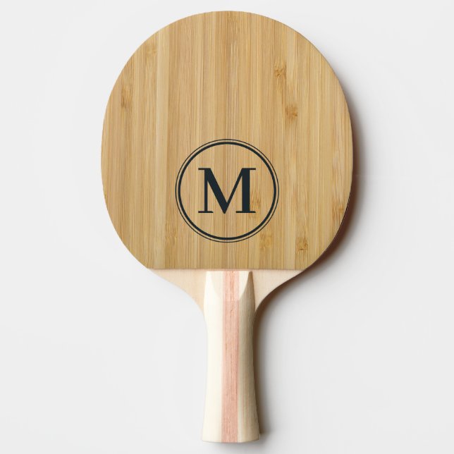 Dunkles Bambus-Monogramm Tischtennis Schläger (Rückseite)
