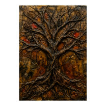 Dunkles Baum des Lebens Relief-Gemälde Poster | Br