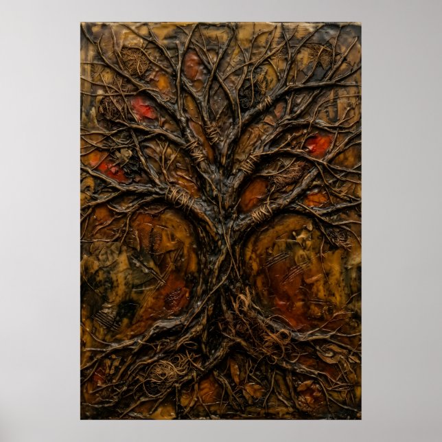 Dunkles Baum des Lebens Relief-Gemälde Poster | Br (Vorne)
