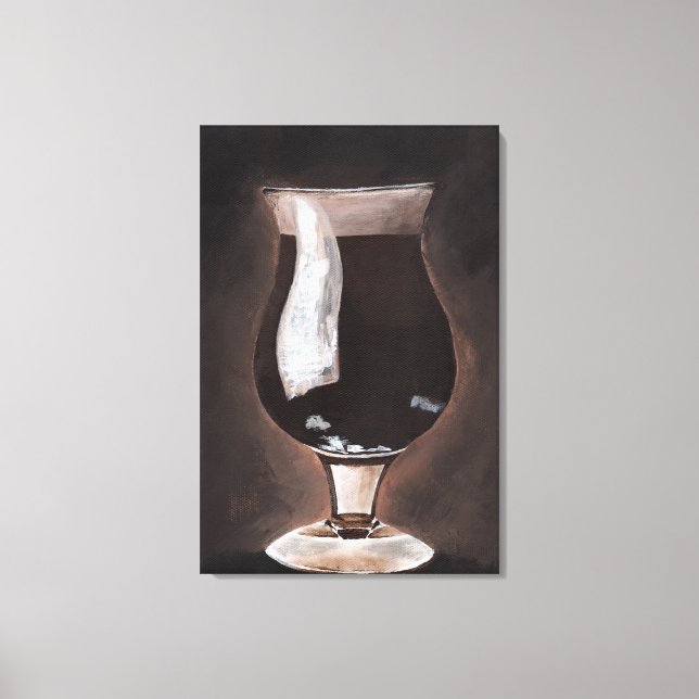Dunkles Bier in Tulip Glass Porter Kunstmalerei Leinwanddruck (Vorderseite)