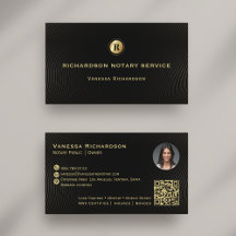 Dunkles Black & Gold Monogram Sleek Notary QR Foto
