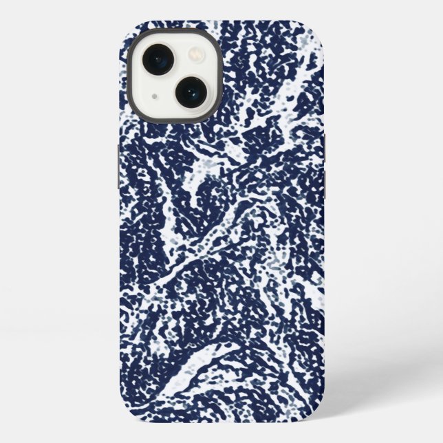 Dunkles Blau abstraktes Muster iPhone Hülle (Rückseite)