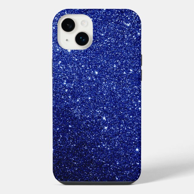 Dunkles Blau Glitter-Design iPhone 14 Plus Hülle (Rückseite)