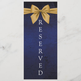 Dunkles Blau mit Gold Bow Reserviertes Sign Menükarte