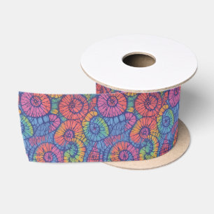 Dunkles Blau Regenbogen Farbige Tie Dye Muster Satinband