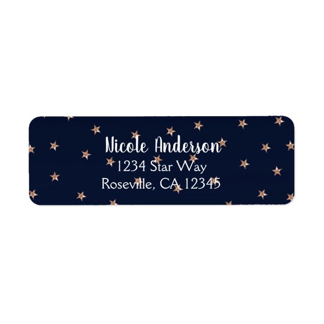 Dunkles Blau & Rose Gold Pink Glittery Sterne Star (Vorne)