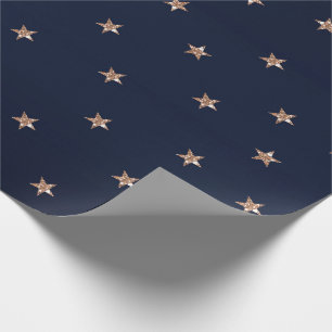 Dunkles Blau & Rose Gold Pink Glittery Sterne Star Geschenkpapier