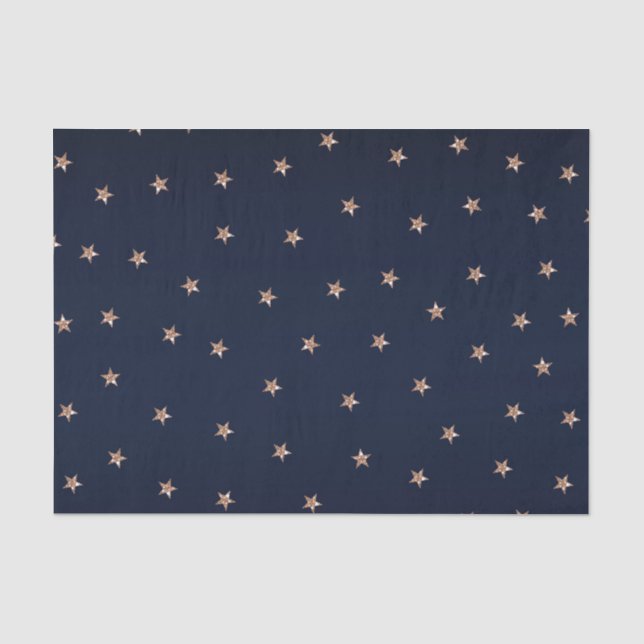 Dunkles Blau & Rose Gold Pink Glittery Sterne Star Seidenpapier (Vorderseite)