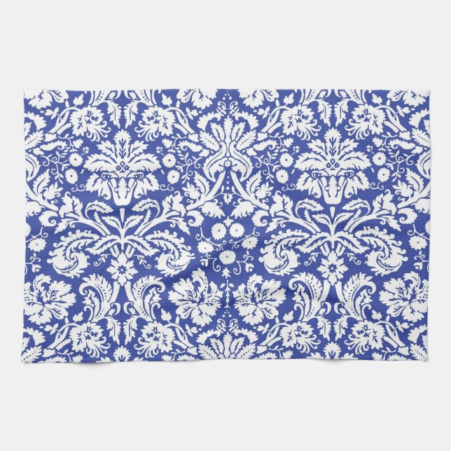Dunkles Blaudamaskusmuster Handtuch (Horizontal)