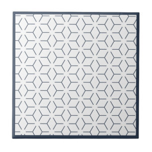 Dunkles blaues geometrisches Muster Fliese
