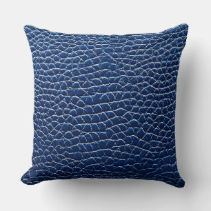 Dunkles blaues Leder Muster Kissen