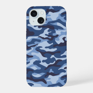Dunkles Blaues Tarnmuster iPhone 15 Hülle