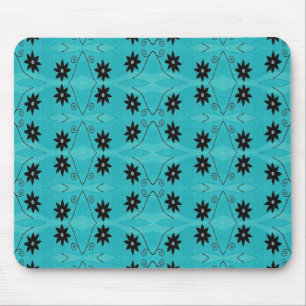 dunkles Blumen auf Türkis Mousepad