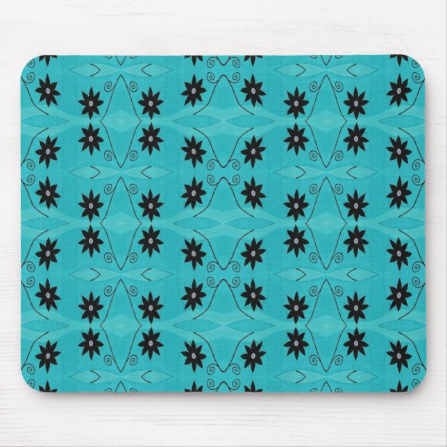dunkles Blumen auf Türkis Mousepad (Vorne)