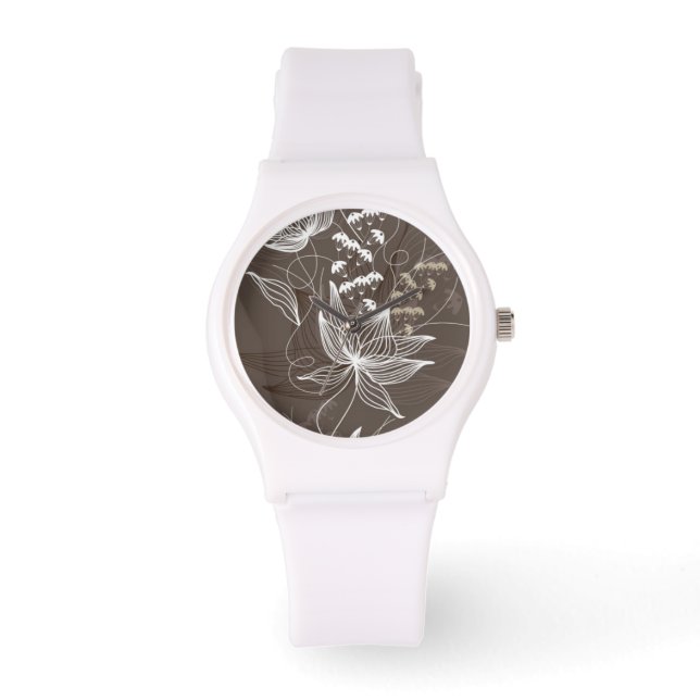 Dunkles Blumenmuster Armbanduhr (Vorderseite)