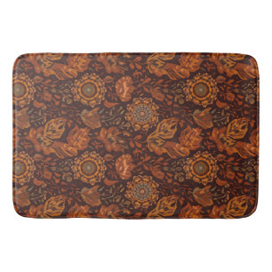 Dunkles Boho-Terrakotta-Salbei-Botanikmuster Badematte