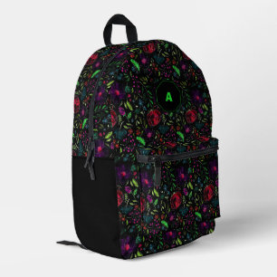 Dunkles botanisches Blumenmuster Bedruckter Rucksack