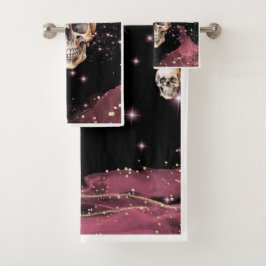 Dunkles brillantes Skull Badezimmer Handtuchhandtu Badhandtuch Set