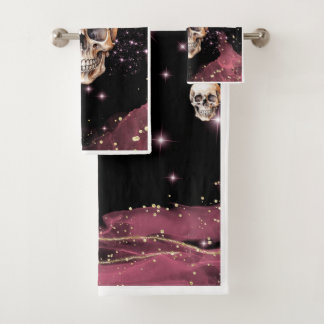 Dunkles brillantes Skull Badezimmer Handtuchhandtu Badhandtuch Set