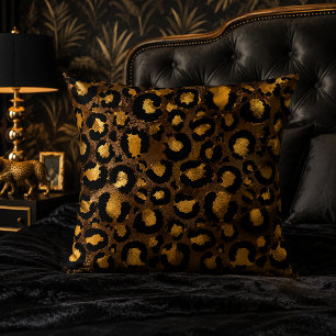 Dunkles Bronze-Gold-Leoparden-Druckmuster Kissen