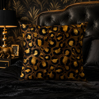 Dunkles Bronze-Gold-Leoparden-Druckmuster Kissen