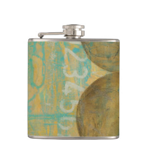 Dunkles Brown u. graue Kreise mit Zahl-Zahlen Flachmann