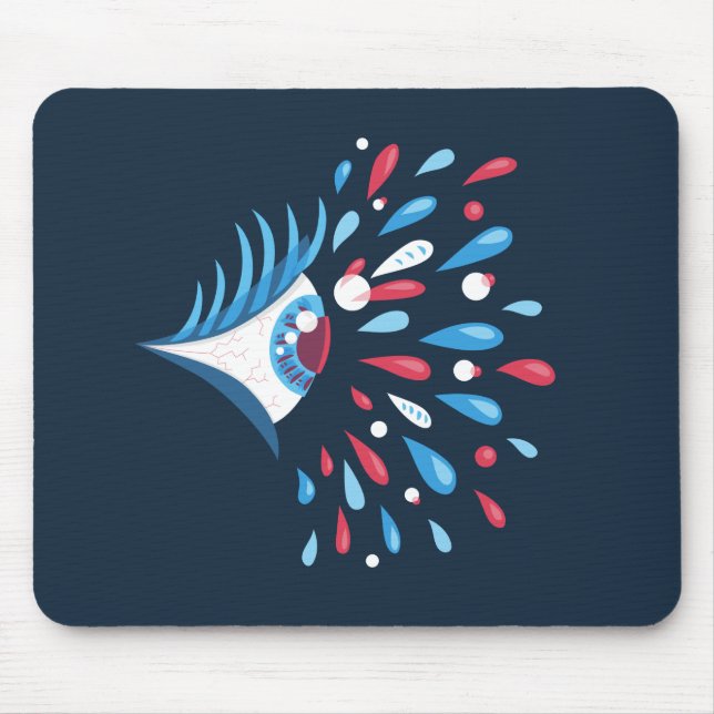 Dunkles buntes Spritzen-psychedelisches Auge Mousepad (Vorne)