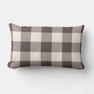 Dunkles Burgund Off-White Gingham Muster geprüft Lendenkissen