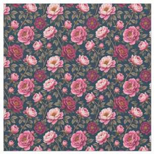 Dunkles Burgund und rosa Blume Stoff