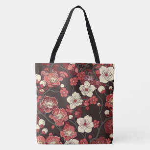 Dunkles Burgunder-Sakura-Blüten-Korallen-Blütenmus Tasche