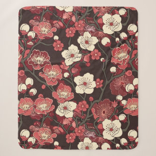 Dunkles Burgunder Sakura Florales Korallenblütenmu Sherpadecke