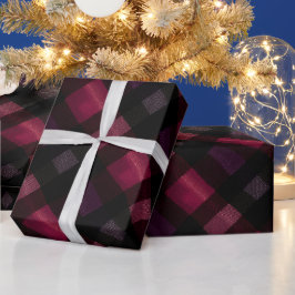 Dunkles Burgunder Schwarz Karo Glut Karomuster Geschenkpapier