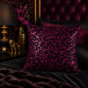 Dunkles Burgundermetallic-Leopardenmuster Kissen